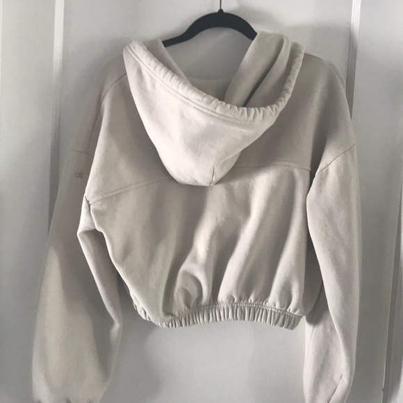 Alo Stadium Half Zip Hoodie - Bone - Picture 8 of 8